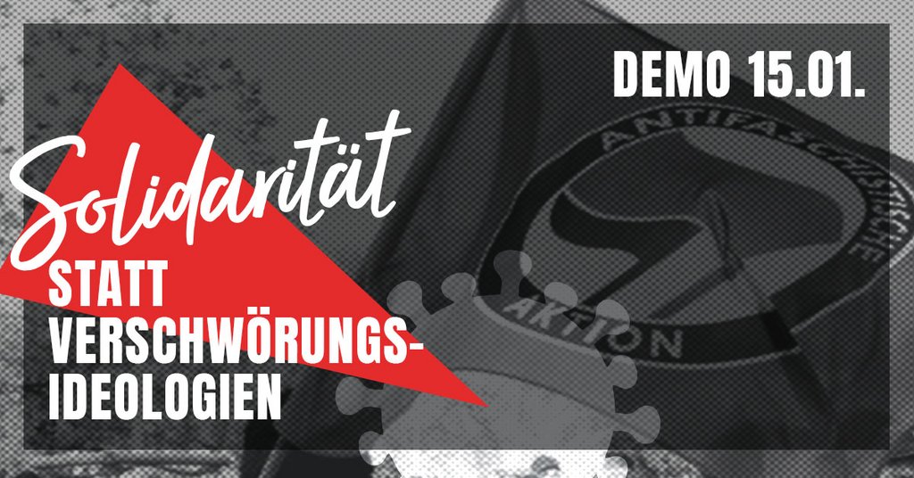 Banner Solidarität statt Verschwörungstheorien
